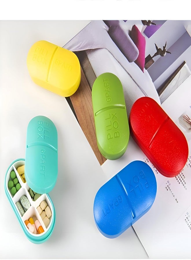KESHAVAM Pill Medicine Organizer Storage Box with 6 Compartments - Moisture Proof, Made of Food Grade Cereal Fiber, BPA free, Ideal for Travel, Pocket, Purse, Daily Pill Case, Portable Medicine Vitamin Holder Container - 2 Pc (Multicolour) - Image 4